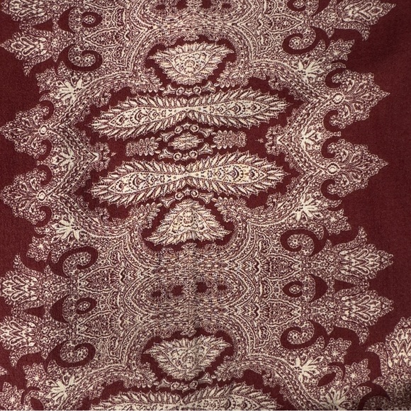 Lucky Brand Burgundy & White Peasant Top Split Neck Blouse L/S Lightweight  M - Picture 10 of 16